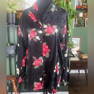 Morgan Taylor Black and Red Floral Button Intimate